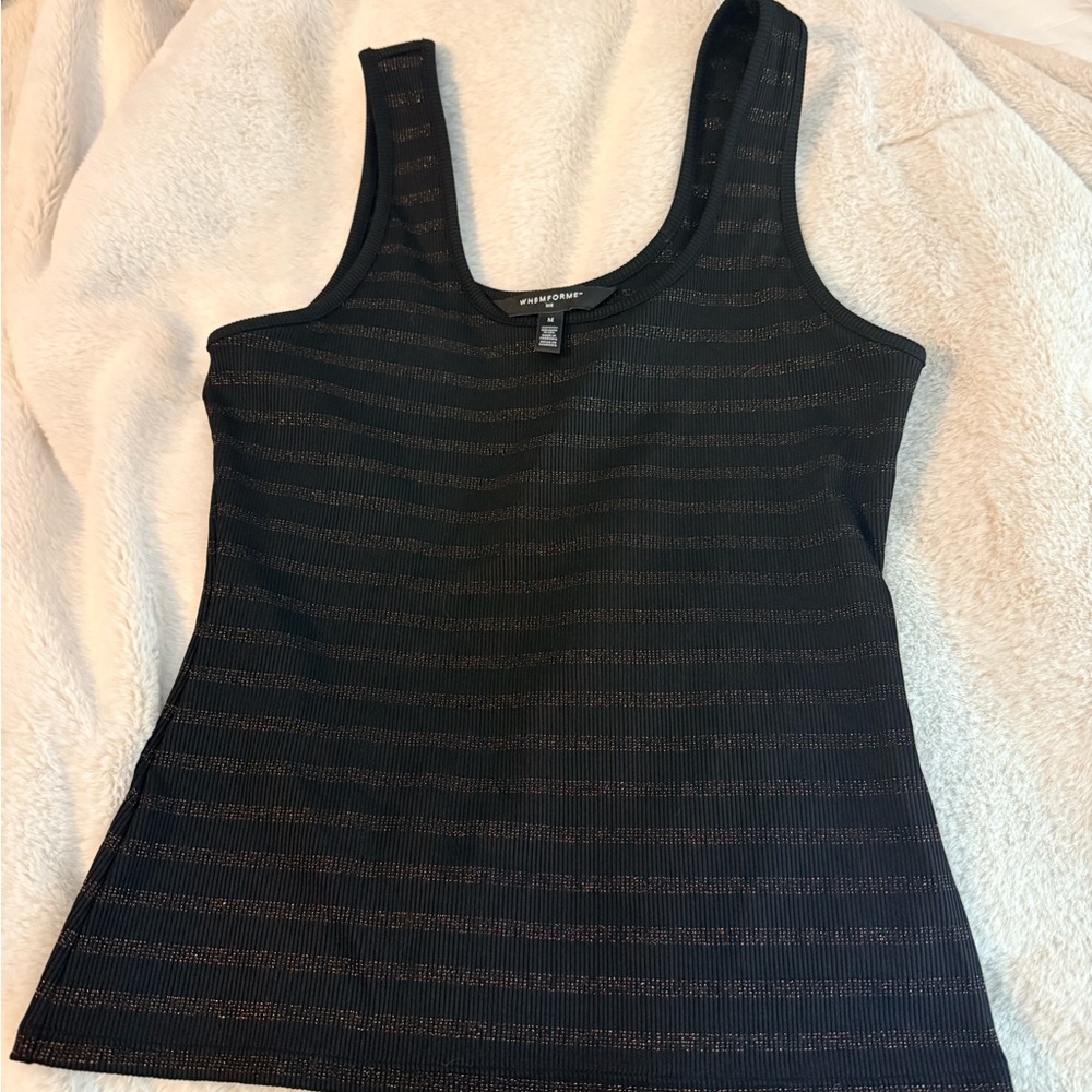 White House Black Market Black Metallic Stripe Tank